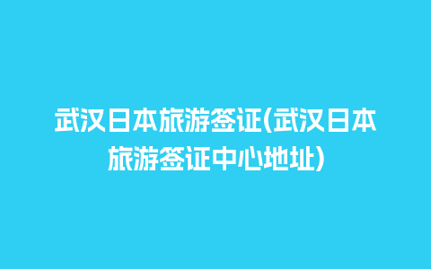 武汉日本旅游签证(武汉日本旅游签证中心地址)