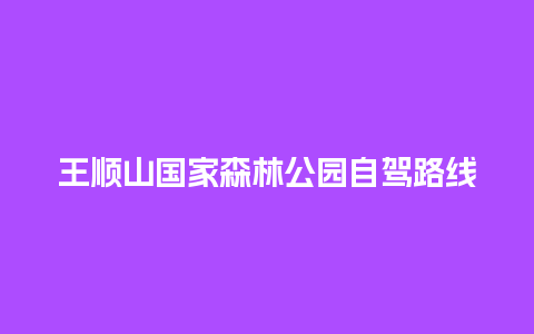 王顺山国家森林公园自驾路线