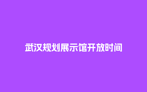 武汉规划展示馆开放时间