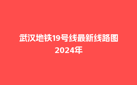 武汉地铁19号线最新线路图2024年