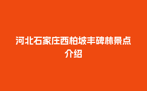 河北石家庄西柏坡丰碑林景点介绍