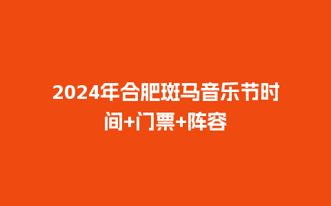 2024年合肥斑马音乐节时间+门票+阵容