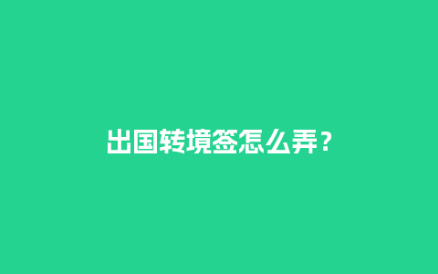 出国转境签怎么弄？