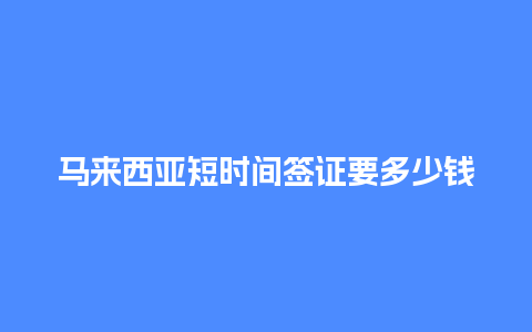 马来西亚短时间签证要多少钱