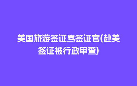 美国旅游签证骂签证官(赴美签证被行政审查)