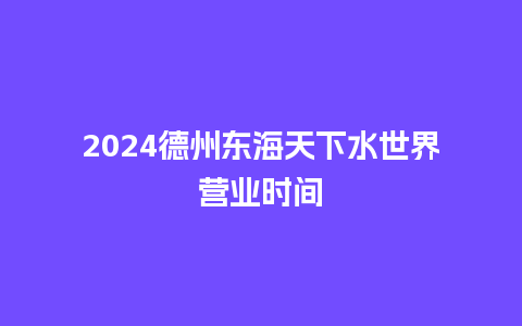 2024德州东海天下水世界营业时间