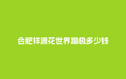 合肥祥源花世界蹦极多少钱