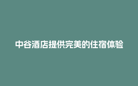 中谷酒店提供完美的住宿体验