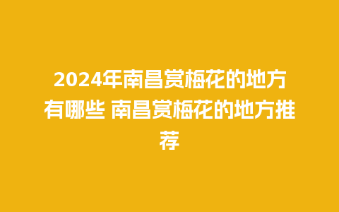 2024年南昌赏梅花的地方有哪些 南昌赏梅花的地方推荐