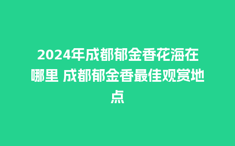 2024年成都郁金香花海在哪里 成都郁金香最佳观赏地点