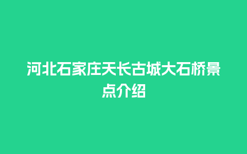 河北石家庄天长古城大石桥景点介绍