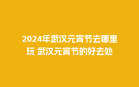 2024年武汉元宵节去哪里玩 武汉元宵节的好去处