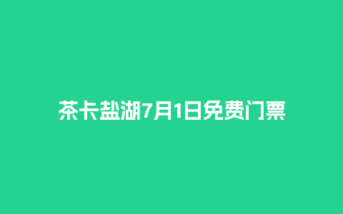 茶卡盐湖7月1日免费门票