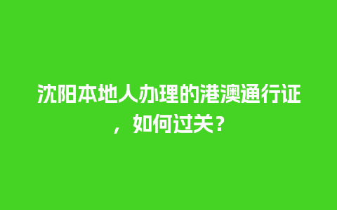 沈阳本地人办理的港澳通行证，如何过关？