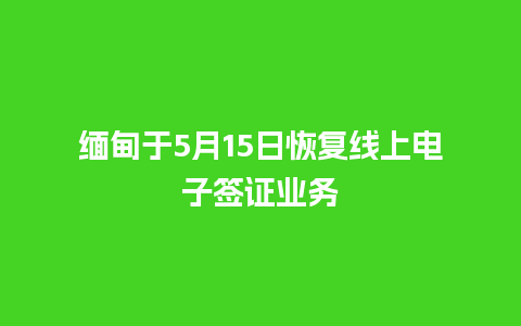 缅甸于5月15日恢复线上电子签证业务