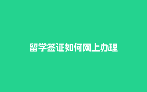 留学签证如何网上办理