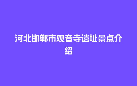 河北邯郸市观音寺遗址景点介绍