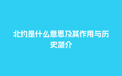 北约是什么意思及其作用与历史简介