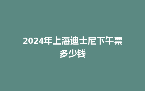 2024年上海迪士尼下午票多少钱