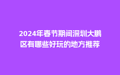 2024年春节期间深圳大鹏区有哪些好玩的地方推荐