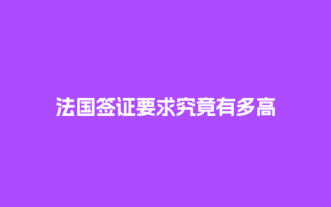 法国签证要求究竟有多高