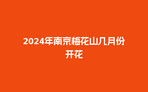 2024年南京梅花山几月份开花