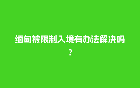 缅甸被限制入境有办法解决吗？