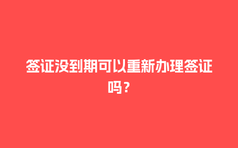 签证没到期可以重新办理签证吗？