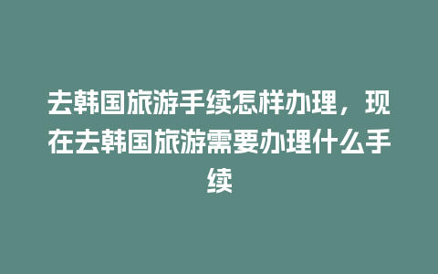 去韩国旅游手续怎样办理，现在去韩国旅游需要办理什么手续