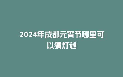 2024年成都元宵节哪里可以猜灯谜