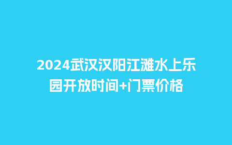 2024武汉汉阳江滩水上乐园开放时间+门票价格