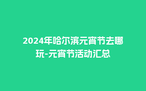 2024年哈尔滨元宵节去哪玩-元宵节活动汇总