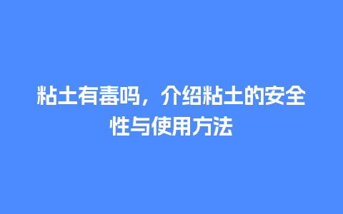 粘土有毒吗，介绍粘土的安全性与使用方法