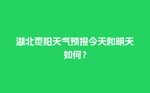 湖北枣阳天气预报今天和明天如何？