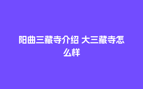 阳曲三藏寺介绍 大三藏寺怎么样