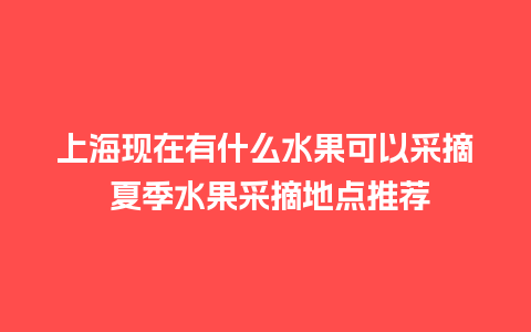 上海现在有什么水果可以采摘 夏季水果采摘地点推荐