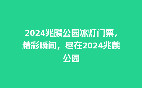 2024兆麟公园冰灯门票，精彩瞬间，尽在2024兆麟公园