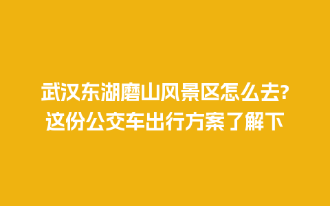 武汉东湖磨山风景区怎么去?这份公交车出行方案了解下