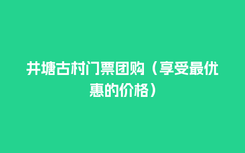 井塘古村门票团购（享受最优惠的价格）