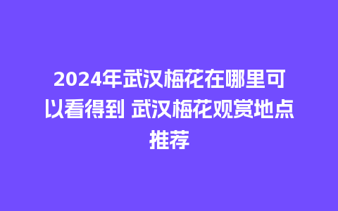 2024年武汉梅花在哪里可以看得到 武汉梅花观赏地点推荐