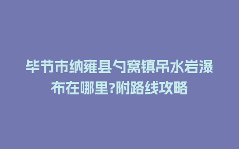 毕节市纳雍县勺窝镇吊水岩瀑布在哪里?附路线攻略