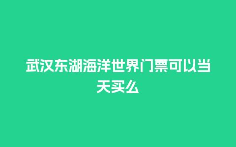 武汉东湖海洋世界门票可以当天买么