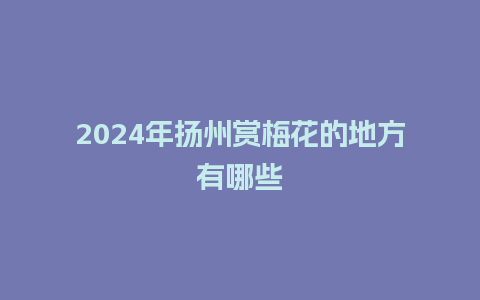 2024年扬州赏梅花的地方有哪些