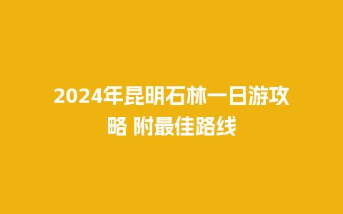 2024年昆明石林一日游攻略 附最佳路线