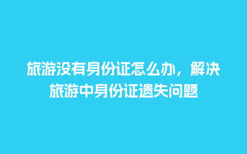 旅游没有身份证怎么办，解决旅游中身份证遗失问题