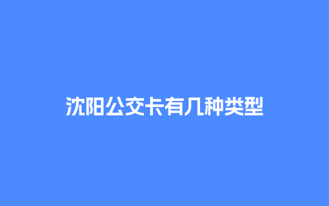 沈阳公交卡有几种类型