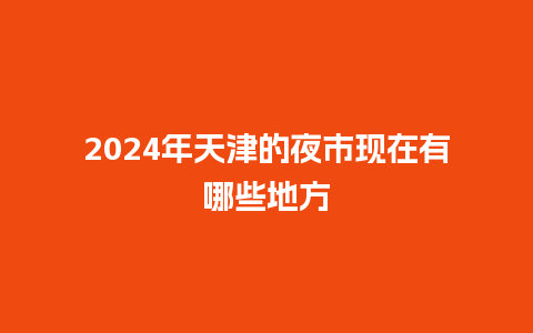 2024年天津的夜市现在有哪些地方