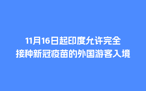 11月16日起印度允许完全接种新冠疫苗的外国游客入境