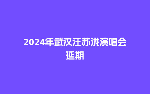 2024年武汉汪苏泷演唱会延期