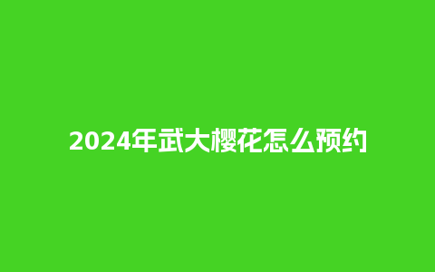 2024年武大樱花怎么预约